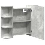 Armoire à miroir de bain Gris béton 80x20,5x64 cm Aggloméré – Image 5
