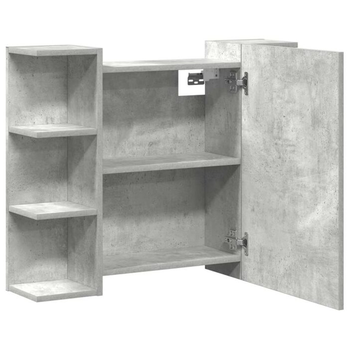Armoire à miroir de bain Gris béton 80x20,5x64 cm Aggloméré – Image 5
