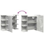 Armoire à miroir de bain Gris béton 80x20,5x64 cm Aggloméré – Image 6