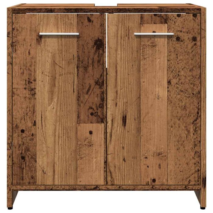 Armoire lavabo de salle de bain vieux bois 60x33x60 cm – Image 3