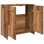 Armoire lavabo de salle de bain vieux bois 60x33x60 cm – Image 4