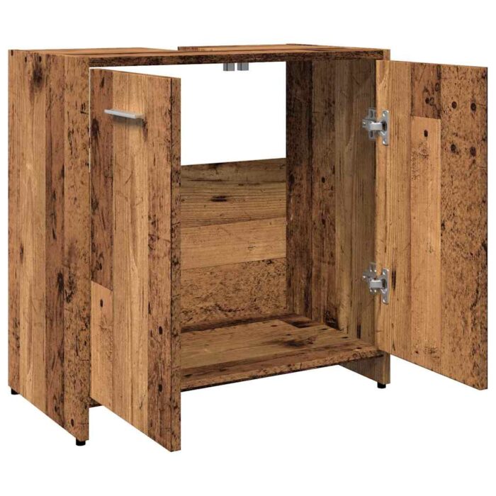 Armoire lavabo de salle de bain vieux bois 60x33x60 cm – Image 4