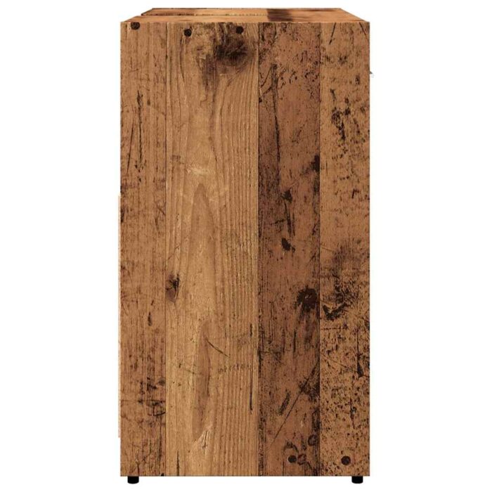 Armoire lavabo de salle de bain vieux bois 60x33x60 cm – Image 5
