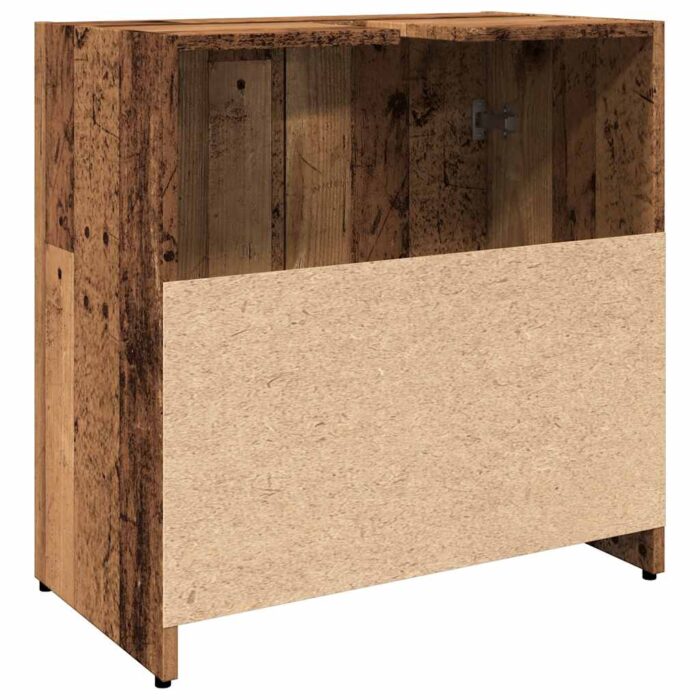 Armoire lavabo de salle de bain vieux bois 60x33x60 cm – Image 6