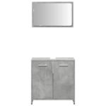 Armoire de bain avec miroir gris béton bois d'ingénierie – Image 2