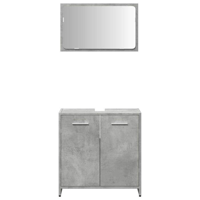 Armoire de bain avec miroir gris béton bois d'ingénierie – Image 2