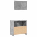 Armoire de bain avec miroir gris béton bois d'ingénierie – Image 4