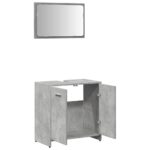 Armoire de bain avec miroir gris béton bois d'ingénierie – Image 5