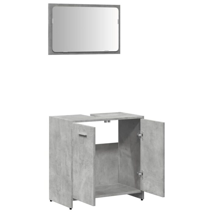 Armoire de bain avec miroir gris béton bois d'ingénierie – Image 5