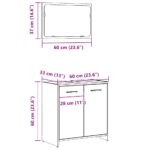 Armoire de bain avec miroir gris béton bois d'ingénierie – Image 8