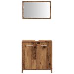 Armoire de salle de bain et miroir vieux bois bois d'ingénierie – Image 2