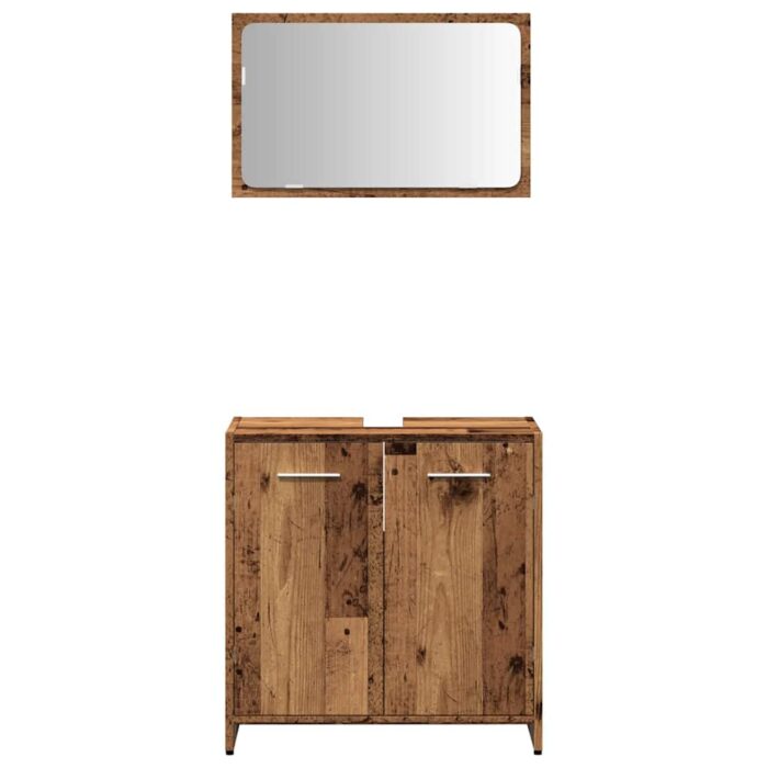 Armoire de salle de bain et miroir vieux bois bois d'ingénierie – Image 2