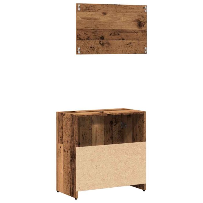 Armoire de salle de bain et miroir vieux bois bois d'ingénierie – Image 4