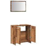Armoire de salle de bain et miroir vieux bois bois d'ingénierie – Image 5