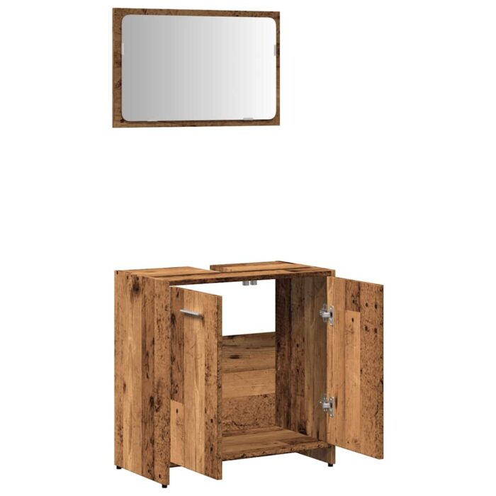Armoire de salle de bain et miroir vieux bois bois d'ingénierie – Image 5