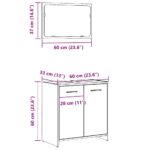 Armoire de salle de bain et miroir vieux bois bois d'ingénierie – Image 8