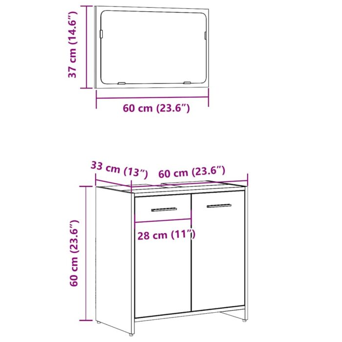 Armoire de salle de bain et miroir vieux bois bois d'ingénierie – Image 8