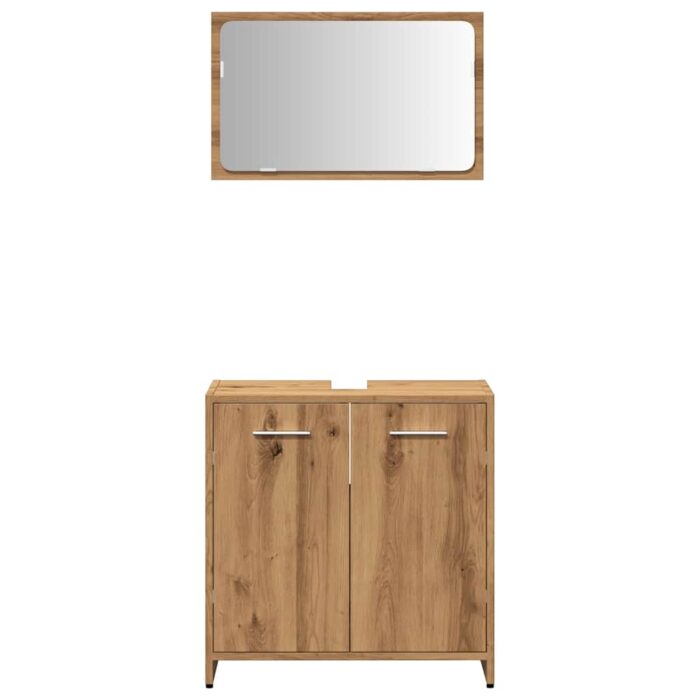 Armoire de salle de bain avec miroir chêne artisanal – Image 2