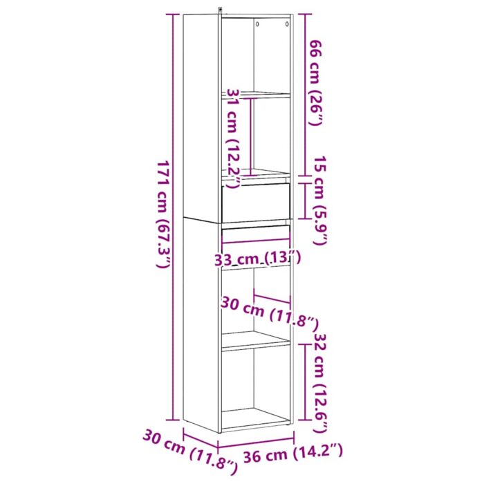 Bibliothèque vieux bois 36x30x171 cm bois d'ingénierie – Image 8