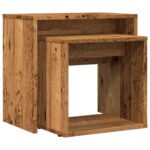 Tables basses gigognes 2 pcs vieux bois bois d'ingénierie – Image 5