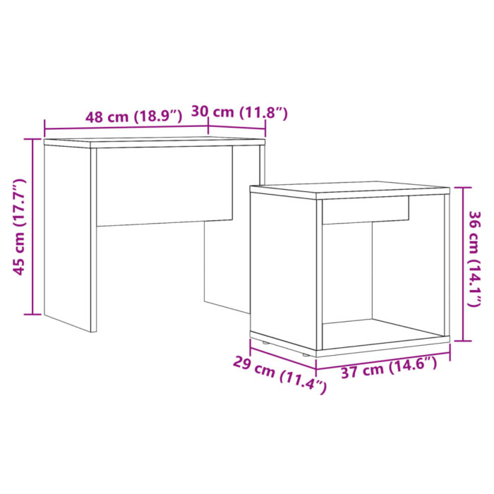 Tables basses gigognes 2 pcs vieux bois bois d'ingénierie – Image 8