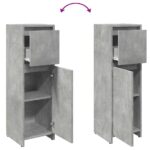 Armoire de salle de bain Gris béton 30x30x95 cm Aggloméré – Image 5