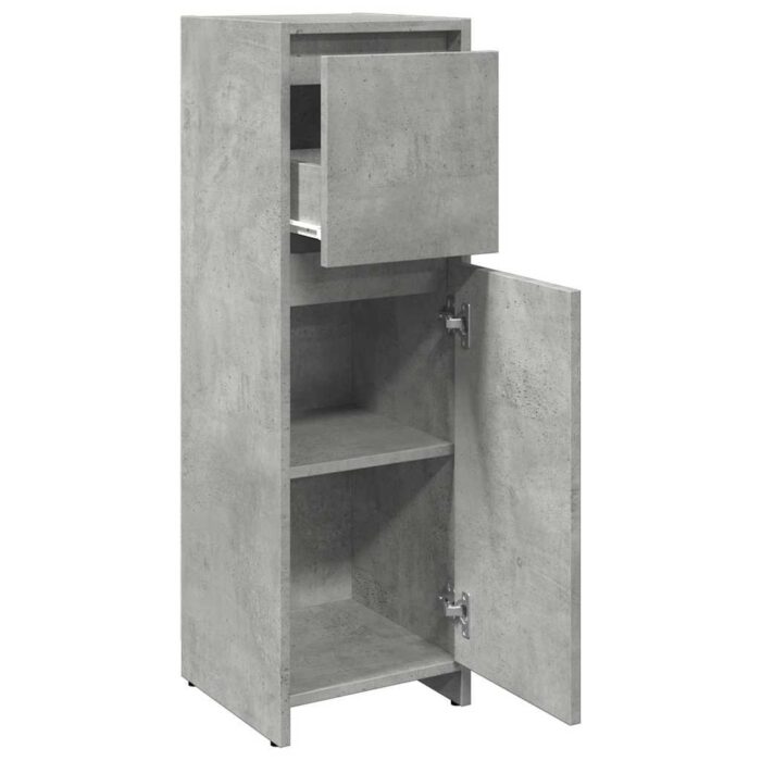 Armoire de salle de bain Gris béton 30x30x95 cm Aggloméré – Image 6
