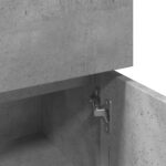 Armoire de salle de bain Gris béton 30x30x95 cm Aggloméré – Image 7