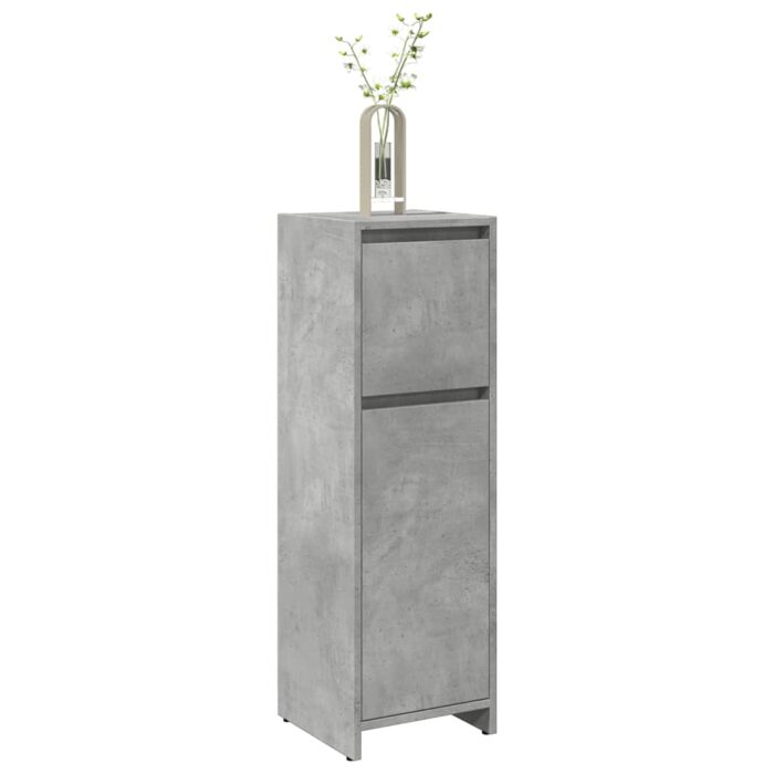 Armoire de salle de bain Gris béton 30x30x95 cm Aggloméré – Image 1
