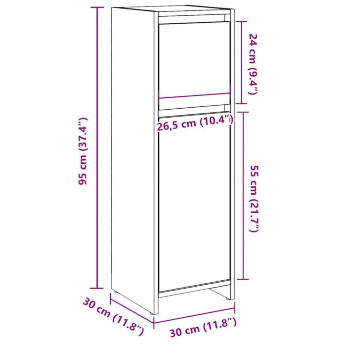 Armoire de salle de bain vieux bois 30x30x95 cm bois ingénierie – Image 9