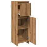 Armoire de bain chêne artisanal 30x30x95 cm bois d'ingénierie – Image 5