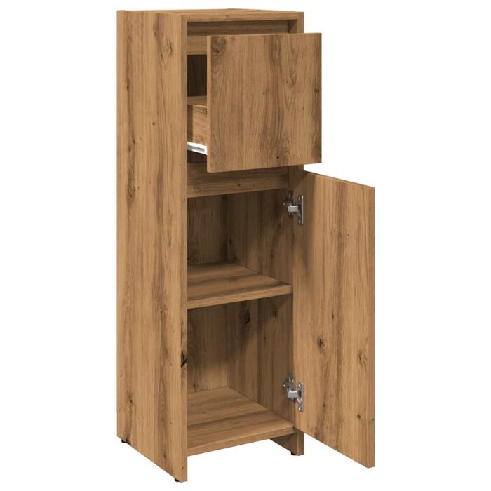 Armoire de bain chêne artisanal 30x30x95 cm bois d'ingénierie – Image 5