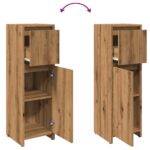 Armoire de bain chêne artisanal 30x30x95 cm bois d'ingénierie – Image 6