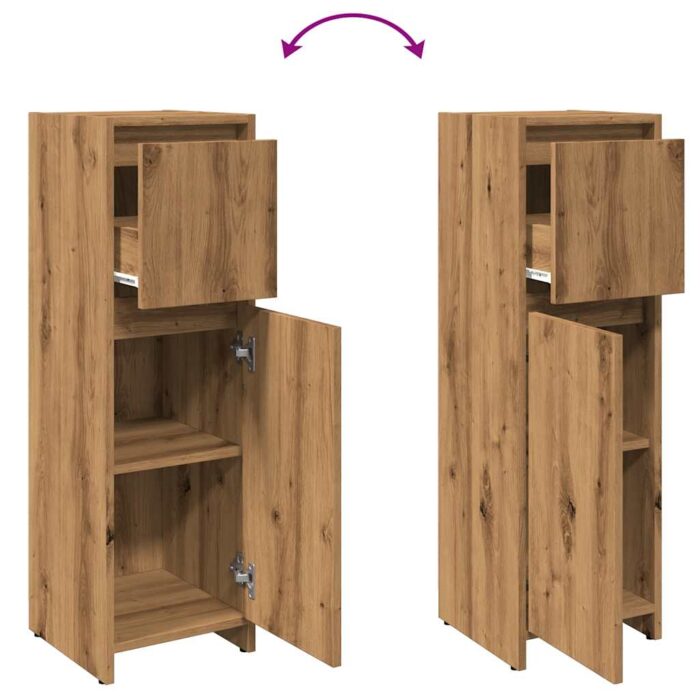 Armoire de bain chêne artisanal 30x30x95 cm bois d'ingénierie – Image 6
