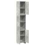 Armoire de salle de bain Gris béton 30x30x183,5 cm Aggloméré – Image 3