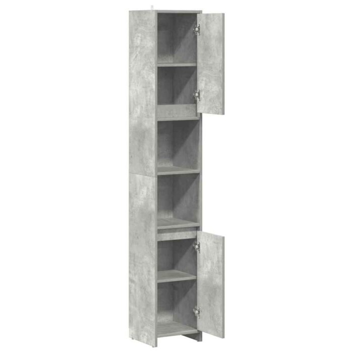 Armoire de salle de bain Gris béton 30x30x183,5 cm Aggloméré – Image 3