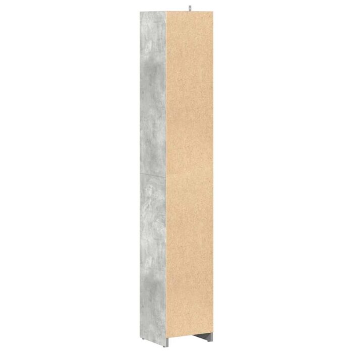 Armoire de salle de bain Gris béton 30x30x183,5 cm Aggloméré – Image 5