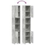 Armoire de salle de bain Gris béton 30x30x183,5 cm Aggloméré – Image 6