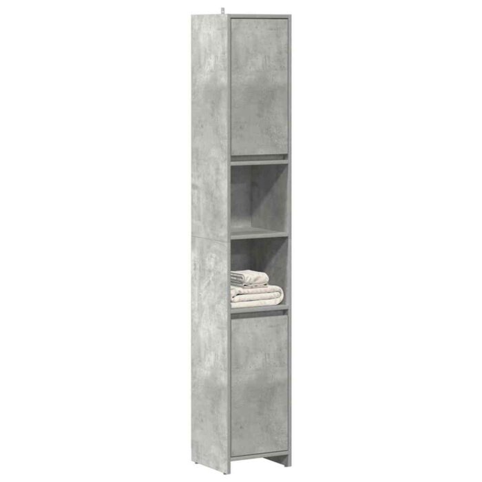 Armoire de salle de bain Gris béton 30x30x183,5 cm Aggloméré – Image 1