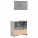 Ensemble de meubles de salle de bain 2 pcs gris béton – Image 4