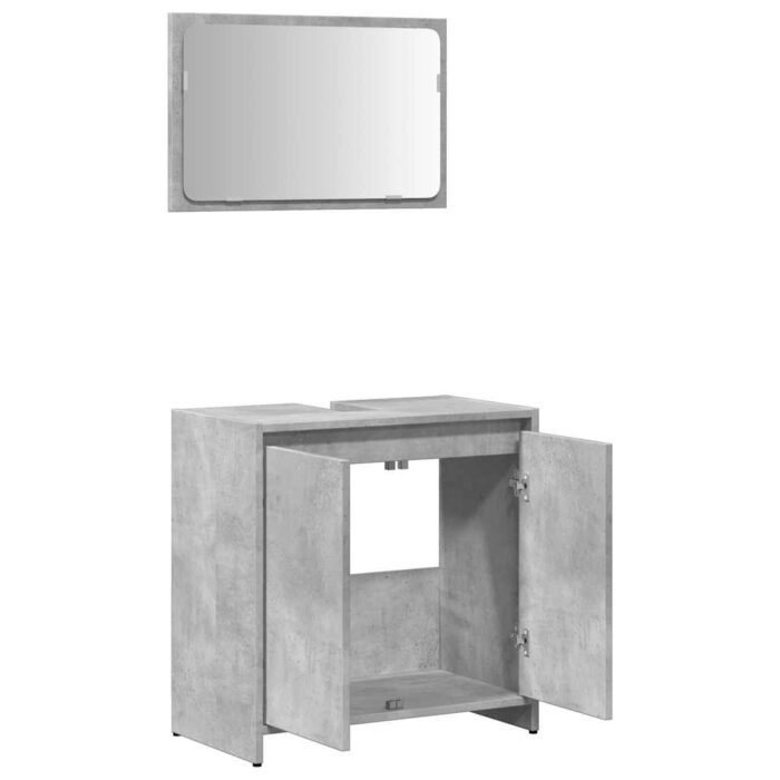 Ensemble de meubles de salle de bain 2 pcs gris béton – Image 5