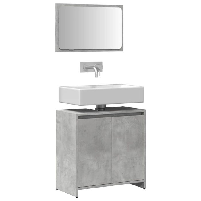 Ensemble de meubles de salle de bain 2 pcs gris béton – Image 1