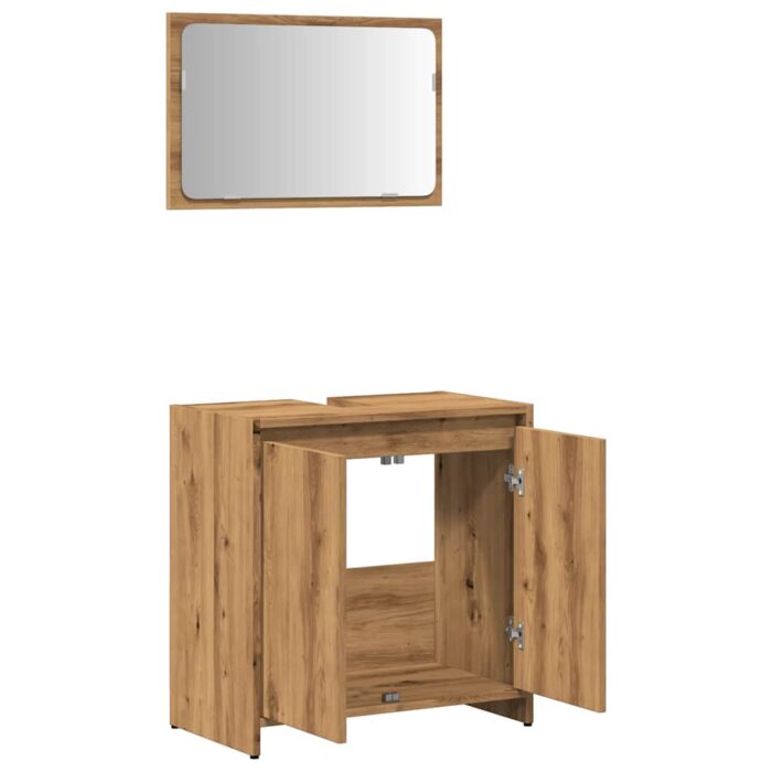Ensemble de meubles salle de bain 2 pcs bois d'ingénierie – Image 5