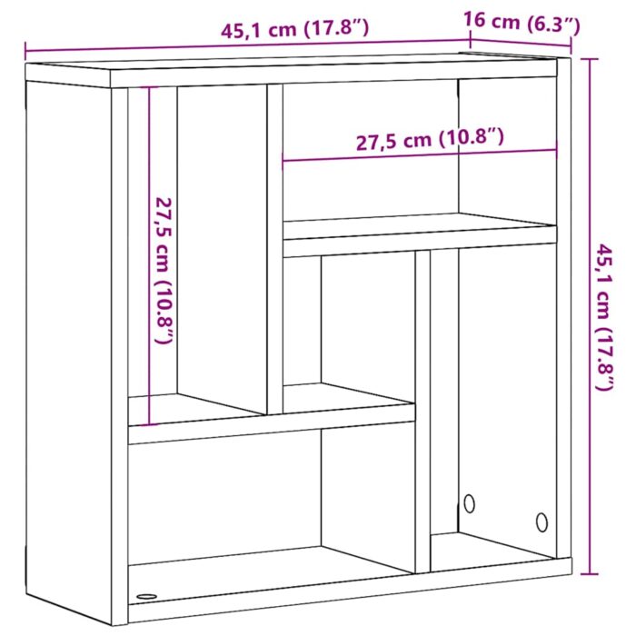 Étagère murale vieux bois 45x16x45 cm bois d'ingénierie – Image 7