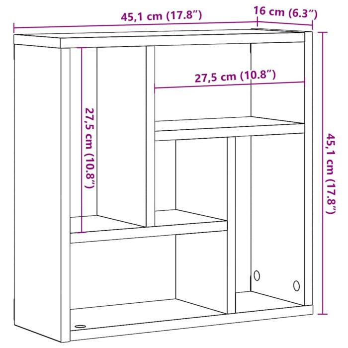 Étagère murale chêne artisanal 45x16x45 cm bois d'ingénierie – Image 7