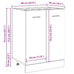 Armoire de plancher chêne artisanal 60x46x81,5 cm – Image 10