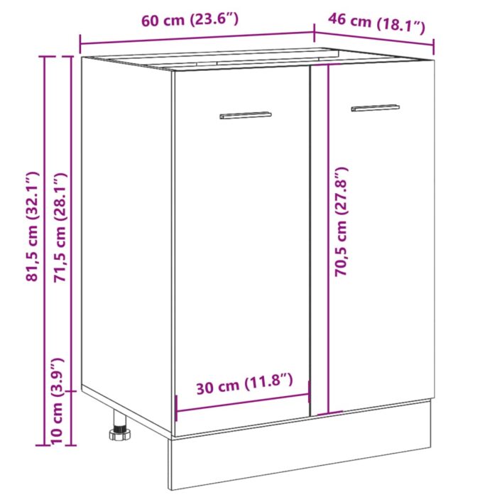 Armoire de plancher chêne artisanal 60x46x81,5 cm – Image 10