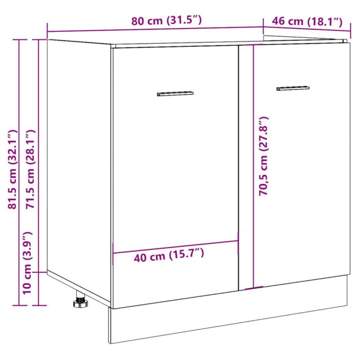 Armoire de plancher d'évier "Lyon" chêne artisanal – Image 10