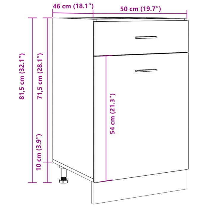 Armoire de plancher à tiroir "Lyon" chêne artisanal – Image 10