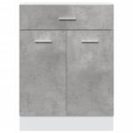 Armoire de plancher à tiroir Gris béton 60x46x81,5 cm Aggloméré – Image 2